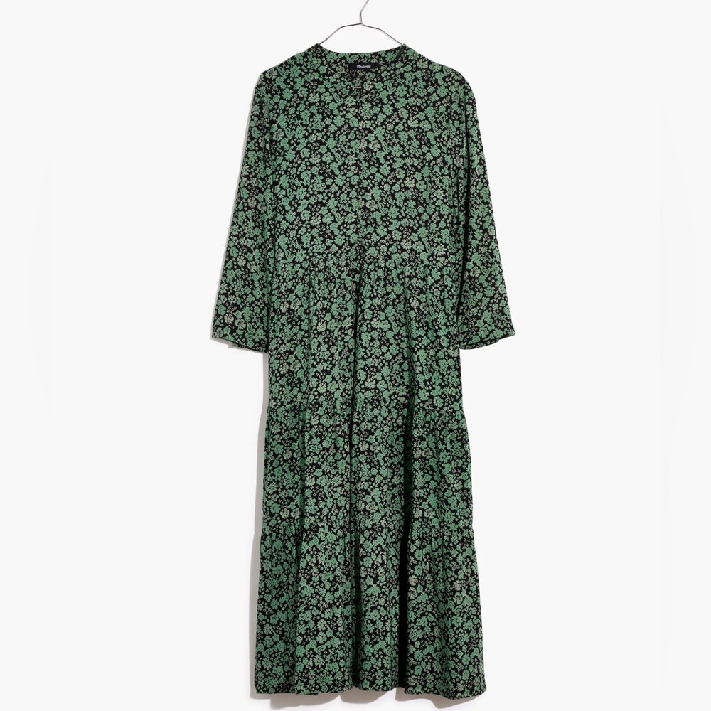 Madewell NWT Button-Front Tiered Midi Dress in Fleur Field Sz XXS